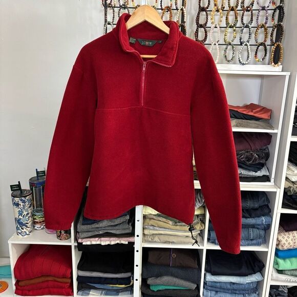 J. Crew Zip-Up Sweater fleece pullover 1/4 zip mens small Burgundy red cabincore - Picture 6 of 6